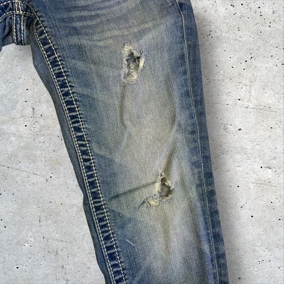 Miss Me Size 27 Skinny Jeans White Stitch Distressed Embellished Bling Y2K - Picture 4 of 11